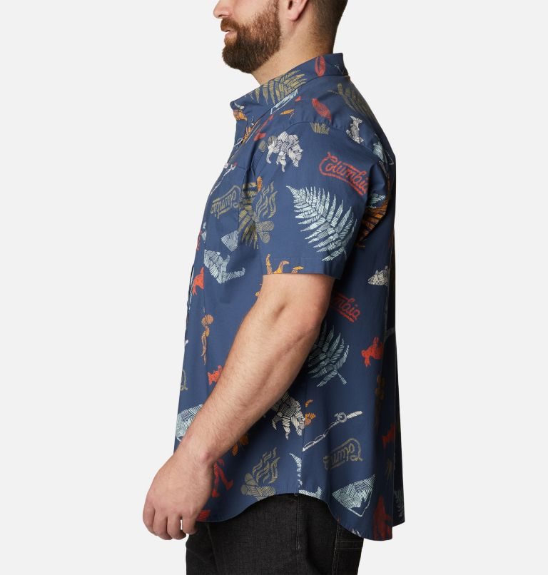 Men's Columbia Rapid Rivers Printed Short Sleeve Shirts Navy | Plus Size CA-C1L0A